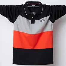 Высокое качество 95% хлопок Fat Guy плюс размер 4XL 5XL горизонтальные полосы контрастного цвета Повседневная рубашка поло с длинным рукавом мужская мода