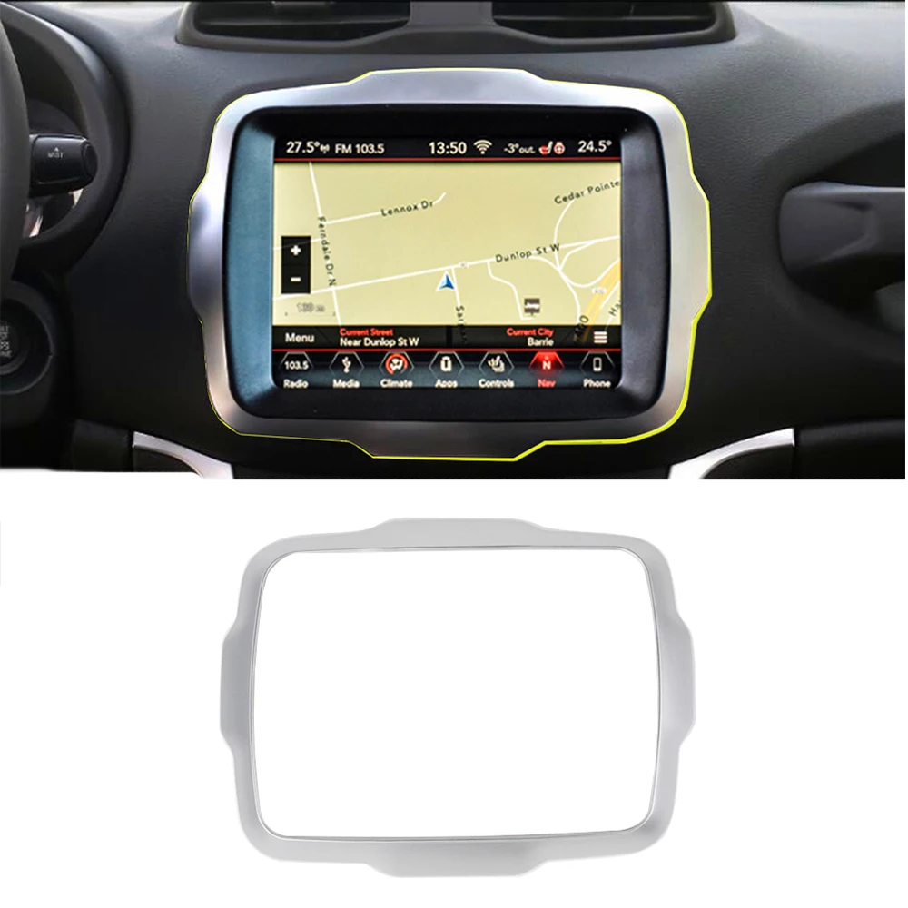 

8.4 Inch GPS Navigation Decoration Trim for Jeep Renegade 2018 2019 2020 Car Interior Accessories Orange/Red/Carbon Fiber/Silver