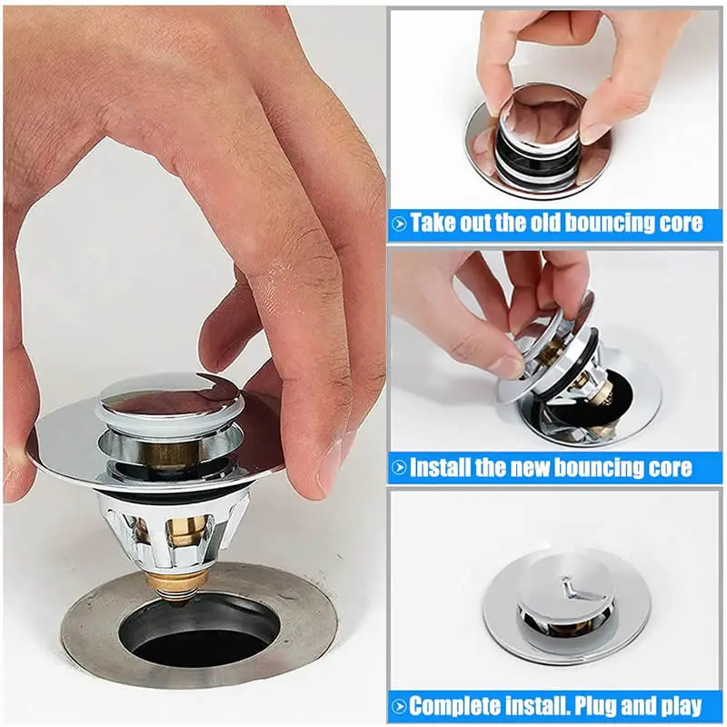 Promotion Universal Copper Pop-Up Bounce Core Basin Drain Filter Hair Catcher Deodorant Bath Stopper Kitchen Bathroom Tool |