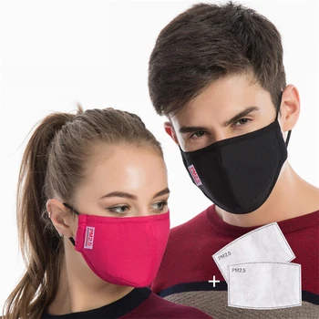 

Cotton Anti Dust Flu Mouth Face Mask Korean Unisex Maska with Activated Carbon Filter Masks Anti PM2.5 Black Mouth-muffle Mask