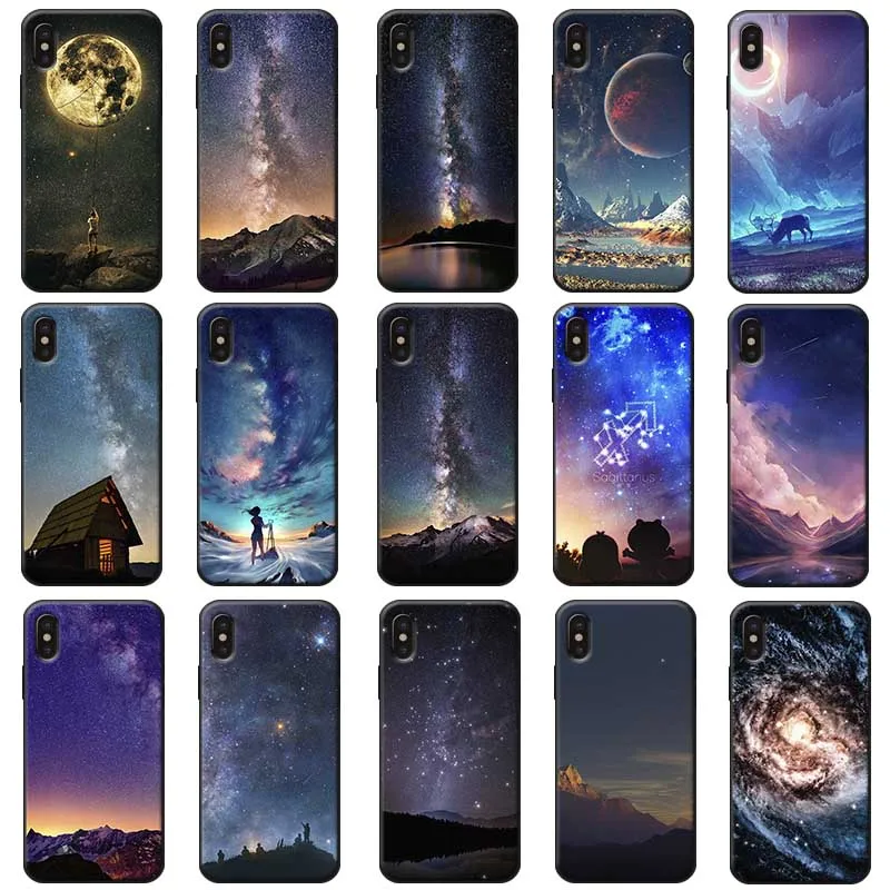 The sky Space Soft Silicone Phone Case for iPhone X XS MAX XR 7 8 6 6S plus 5S SE |