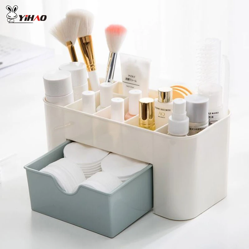 

2L Plastic Desktop Home Multifunctional Jewelry Storage Box Cosmetic Case with Small Drawer Storage Box
