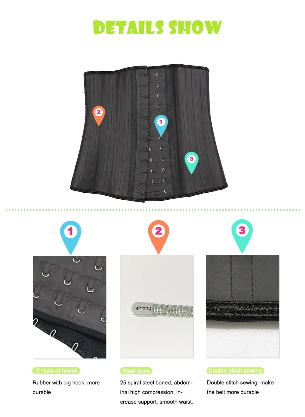 NB1419_01 Atbuty Latex Waist Trainer Big Leather Hooks 25 Steel Bones Long Torso Waist Shaper Corsets (4)