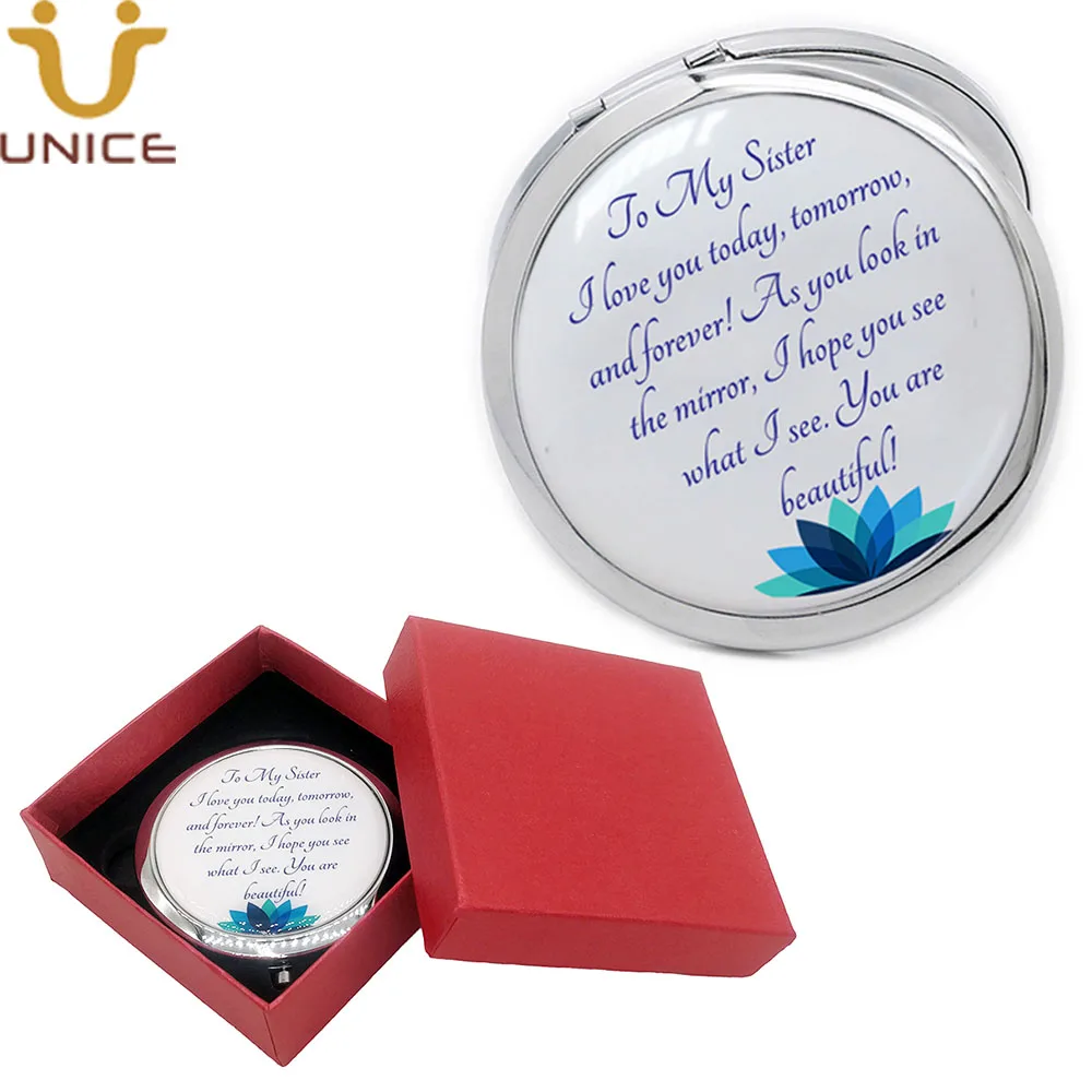 custom mirror box 100 шт./лот, заказной логотип, портативное зеркало для макияжа, карманное зеркало, серебряное круглое косметическое зеркало с подарочной коробкой и бархатной сумкой - Цвет: custom mirror box