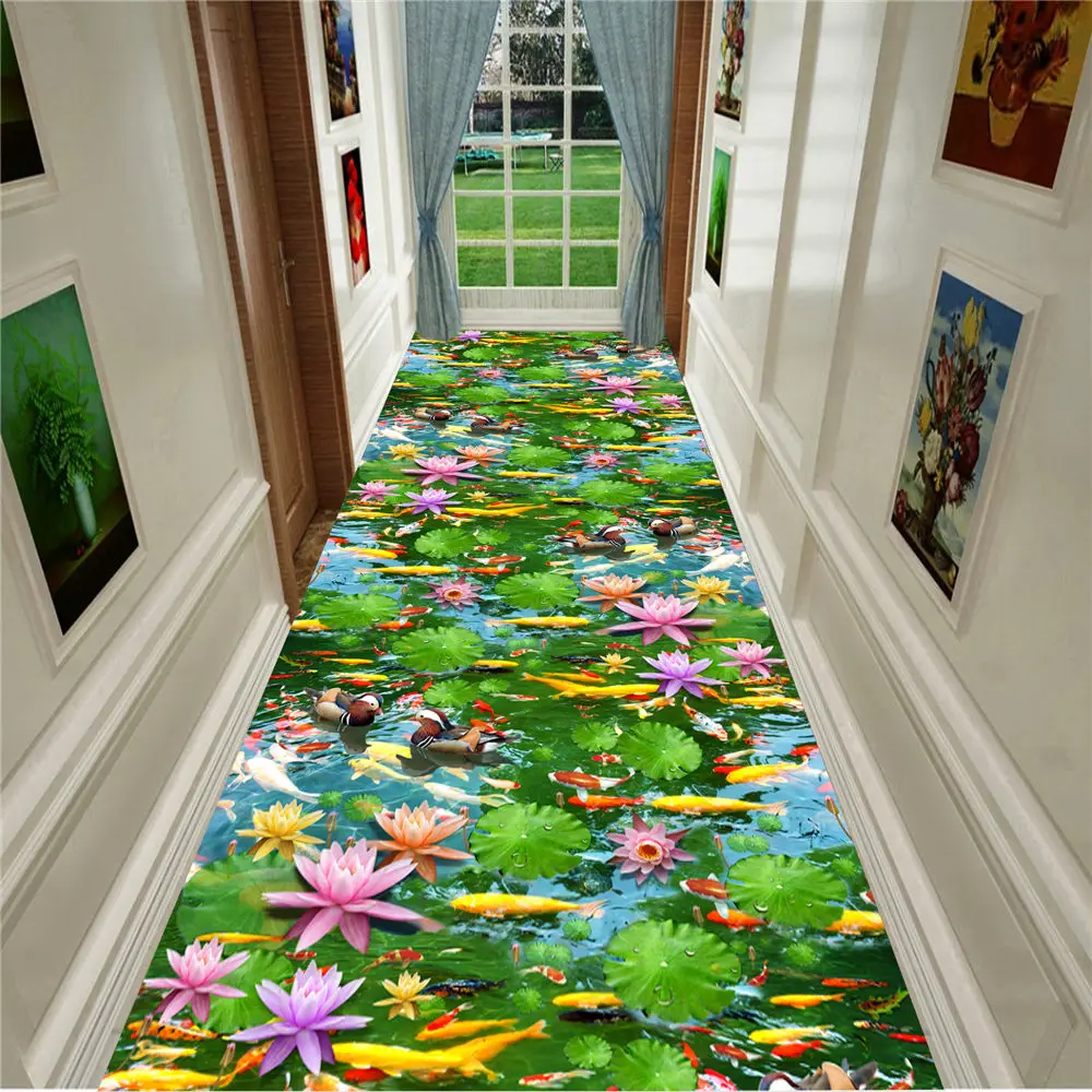 Современные модные 3D ковры для гостиной, прикроватный коврик для двери, пасторальный ковер с цветами, золотыми рыбками, растениями, домашний ковер для коридора - Цвет: No-03