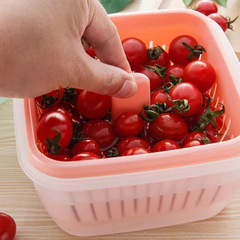 

1500ML Multifunctional Drain Fresh-keeping Box with Lid Home Kitchen Vegetable Washing Basket Fruit Fresh-Keeping Storage Boxes