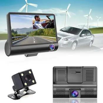 

Driving recorder 4 inches 1080P HD 170° 3 Lens Car DVR Dash G-sensor Recorder+Rearview Camera Video Recorder
