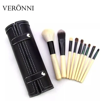 

New Arrival bobb & M 9pcs set Brown Professional Cosmetic Make up Brushes Sheer Powder Bronzer Brush with Holder Cup Case