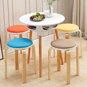 

Fashion Creative Solid Wood Living Room Chair Household Simple Modern Cloth Table Bench Adult Dining Chair