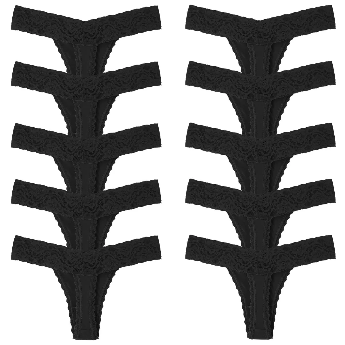 Cotton Black 10 шт./упак. элегантные кружевные хлопковые Для женщин стринги размера плюс трусы нижнее белье сексуальное Modis для девушек, нижнее белье Танга - Цвет: Cotton Black