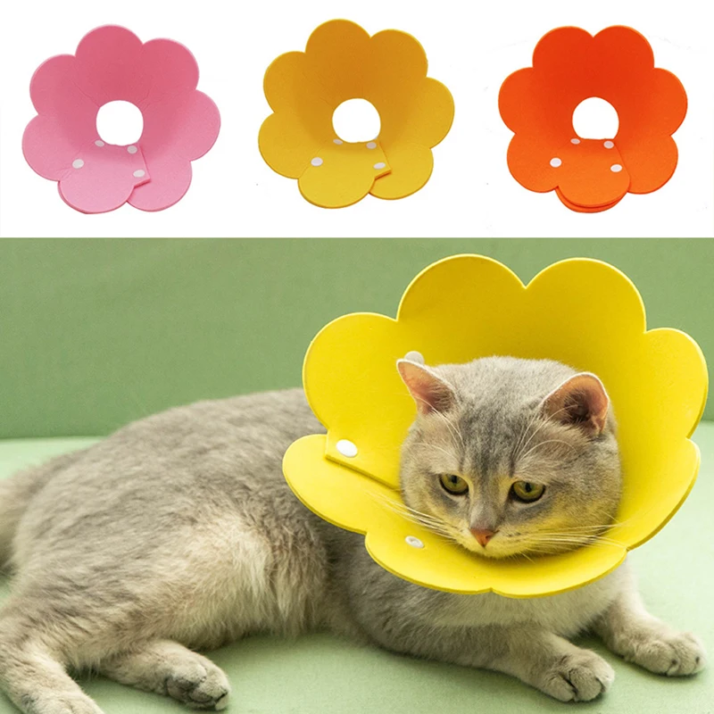 

New Flower Shaped Elizabethan Collar Cat Wound Healing Protective Cone Anti-Bite Recovery Collars for Kitten Puppy Supplies