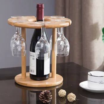 

Household Wine Glass Drying Rack Bamboo Wooden Wine Rack Bottle Holder Assenbled Creative Countertop Home Storage Organizer