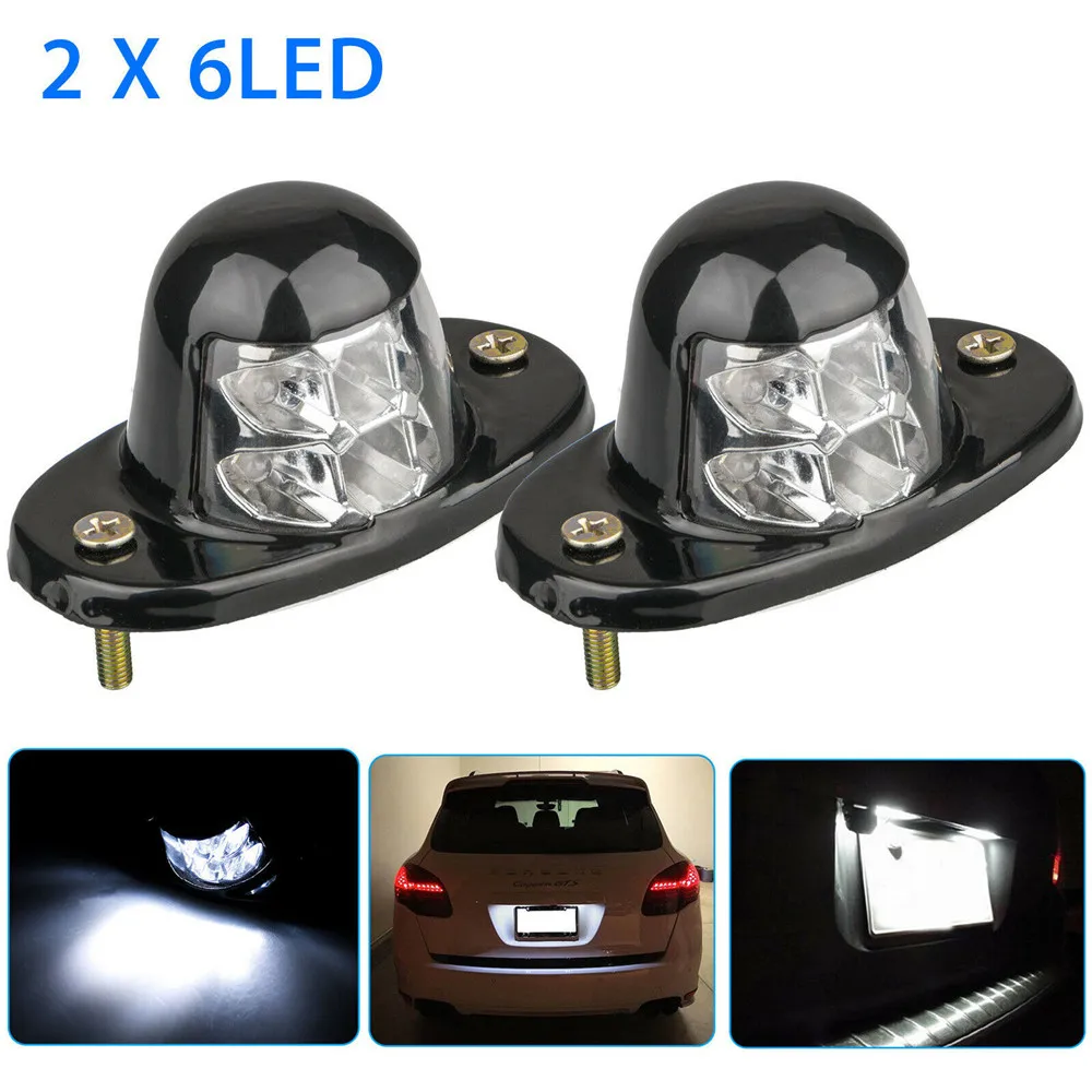 

2PCS White Universal LED License Plate Light for Car Trailer Trucks Screw Bolt-on