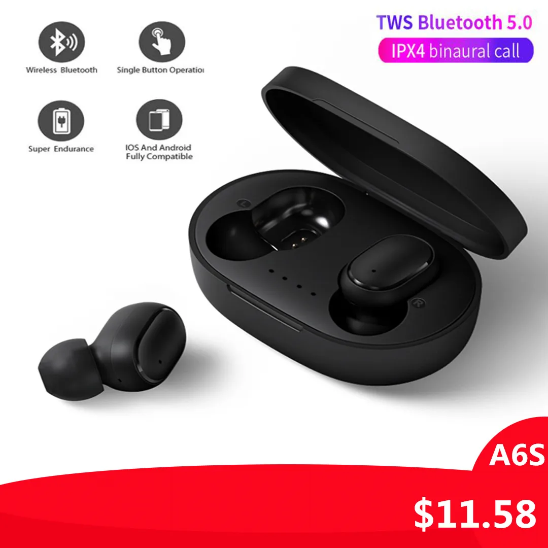 

XLTRADE TWS A6S Bluetooth Earphones For Redmi Airdots Wireless Earbuds 5.0 Sport Headset Noise Cancelling Mic For Smart Phone