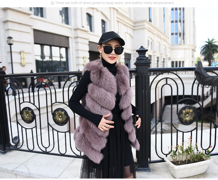 new real natural whole fur six-section fox vest ladies winter long warm fashion vest