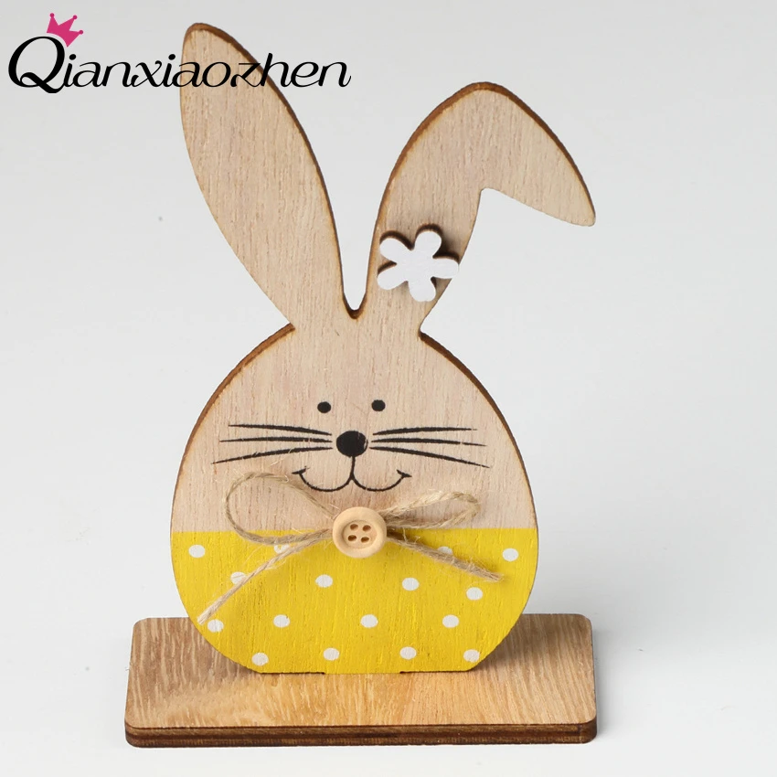 

Qianxiaozhen DIY Easter Rabbit Decorations Wooden Rabbit Easter Crafts Happy Easter Decorations For Home