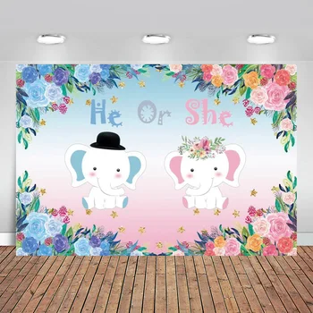 

He or She Gender Reveal Photography Backdrop Pink or Blue Balloons Background Vinyl Boy or Girl Gender Reveal Backdrops