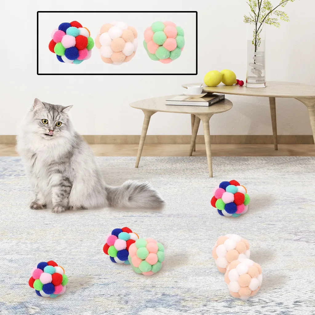 Игрушка для домашних животных, кошка, красочные колокольчики ручной работы, надувной шар, плюшевая интерактивная игрушка, подарок для домашних животных, Модное Новое поступление# C