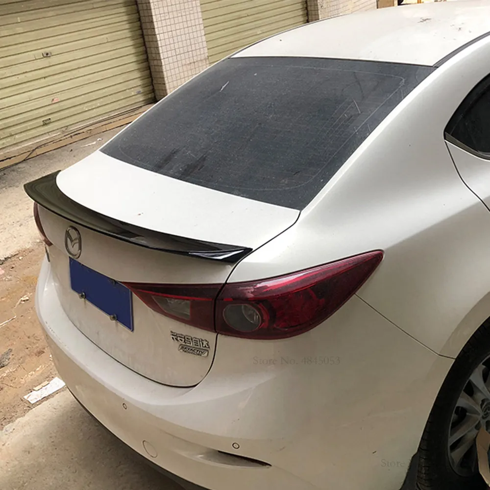 Для Mazda 3 Axela- ABS пластиковый Неокрашенный цвет задний черный спойлер крыло багажника губы загрузки крышка белый спойлер для автомобиля