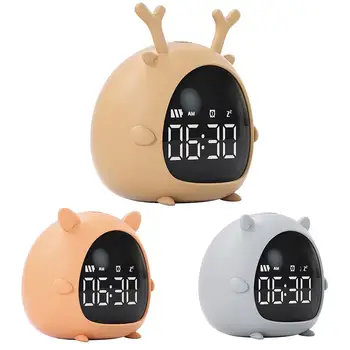 

Cute Mini Small Alarm Digital Clock Alarm Clock Cartoon Mini USB Rechargeable Electronic Digital Display Alarm Clock for Kids
