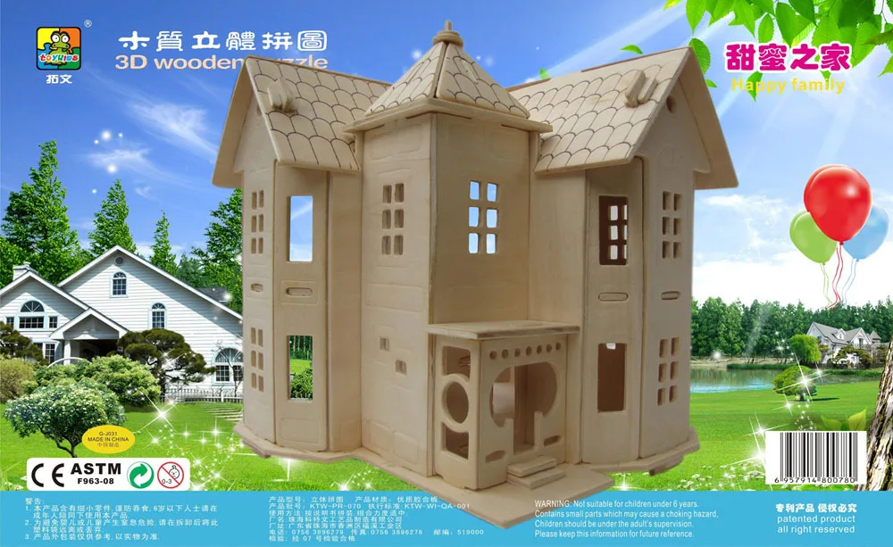 Tuo Вэнь сладкий дом 3D Развивающие головоломки деревянные DIY Модель хижины архитектура модель игрушки