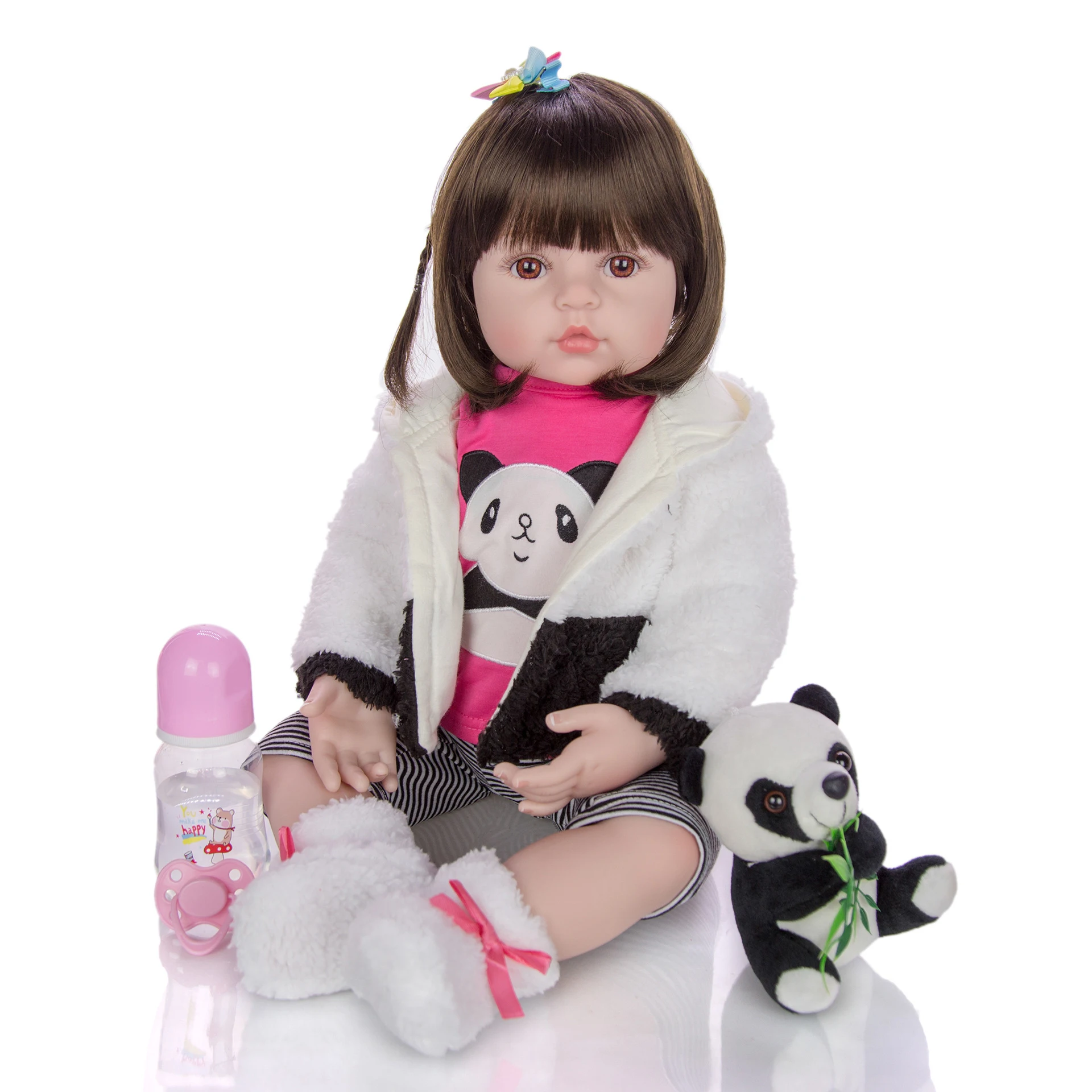 KEIUMI Baby Reborn для маленьких девочек большие 60 см мягкие силиконовые куклы панды