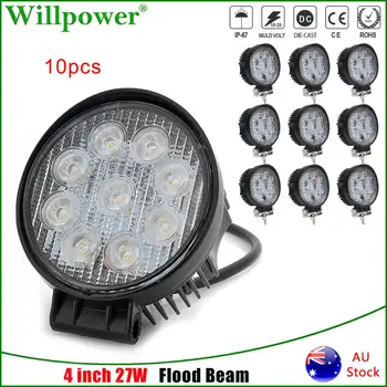 

10pcs Round 4 inch 27W LED Work Light For Jeep 4x4 4WD Off Road UTV Truck Pickup Flood Fog Light Headlight Roof Bar Driving Lamp