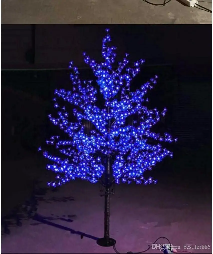 LED Artificial Cherry Blossom Tree Light Christmas Light 1152pcs LED Bulbs 2m/6.5ft Height 110/220VAC Rainproof Outdoor Use Free - Цвет: Синий