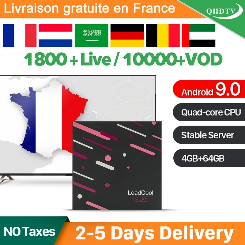 

Leadcool Play Box Android IPTV French Arabic Bluetooth4.0 mali-450 4g ddr3 IPTV Germany Netherlands Belgium IPTV Subscription