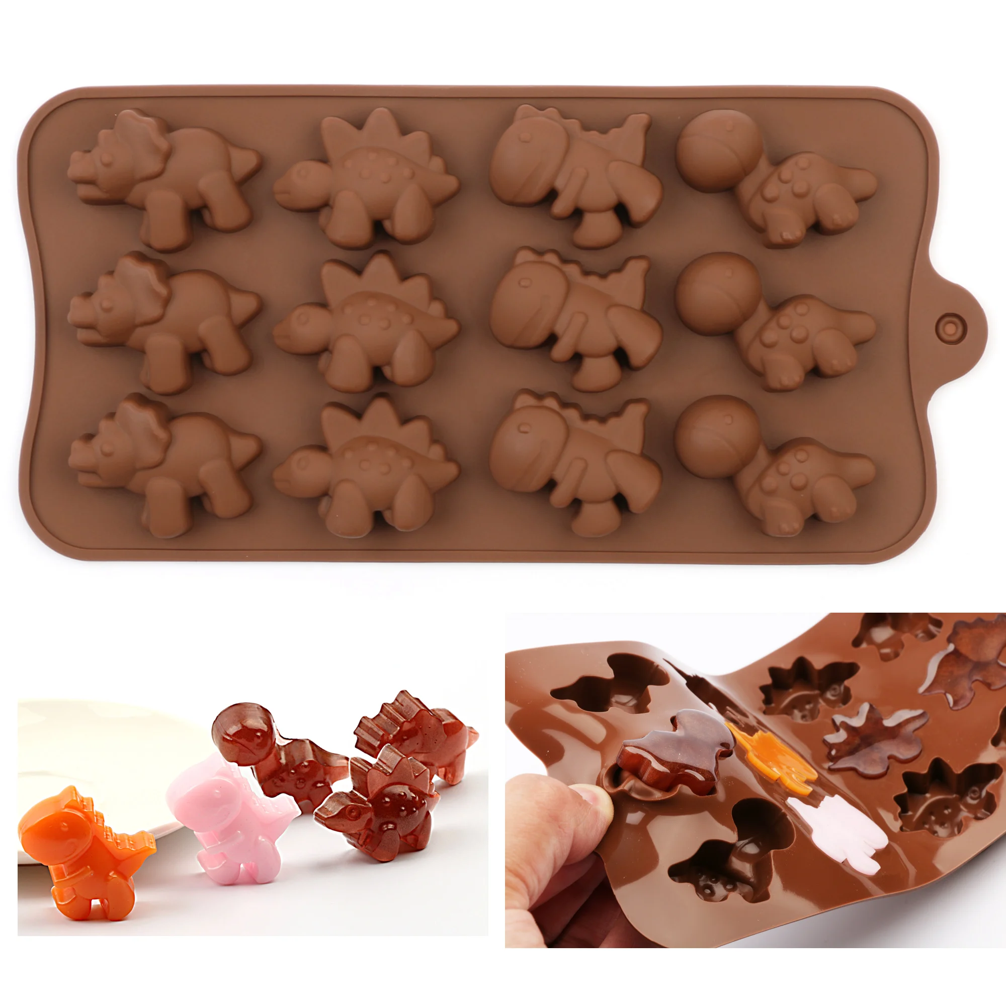

Cute Dinosaur Chocolate Mold Silicone Molds for Cookies Candy Chocolate Jelly Ice Cube Children Fondant Cake Decoration Tools
