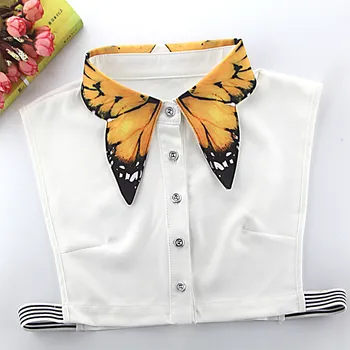 

Butterfly Printed Fake Collar Ladies New Korean Style Elegant Autumn Winter Shirts Sweaters Decoration Accessories Fake Collars