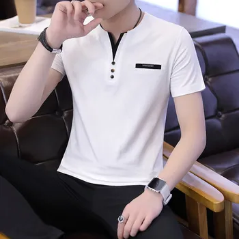 

Summer men's business casual short sleeve t-shirt 7651