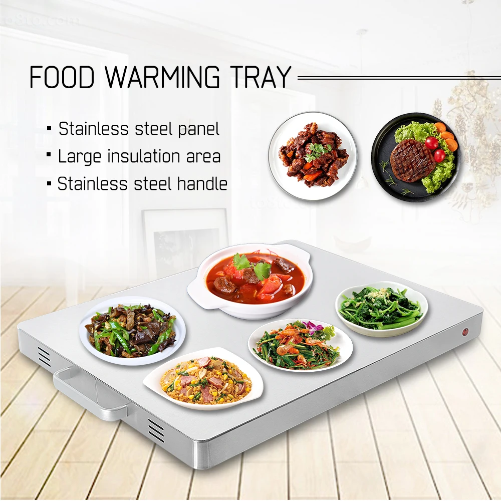 ITOP Food Heating Board Warming Tray Electric 400W Stainless Steel  Buffet Food Warm Machine Silver 80 Celsius 220-240V