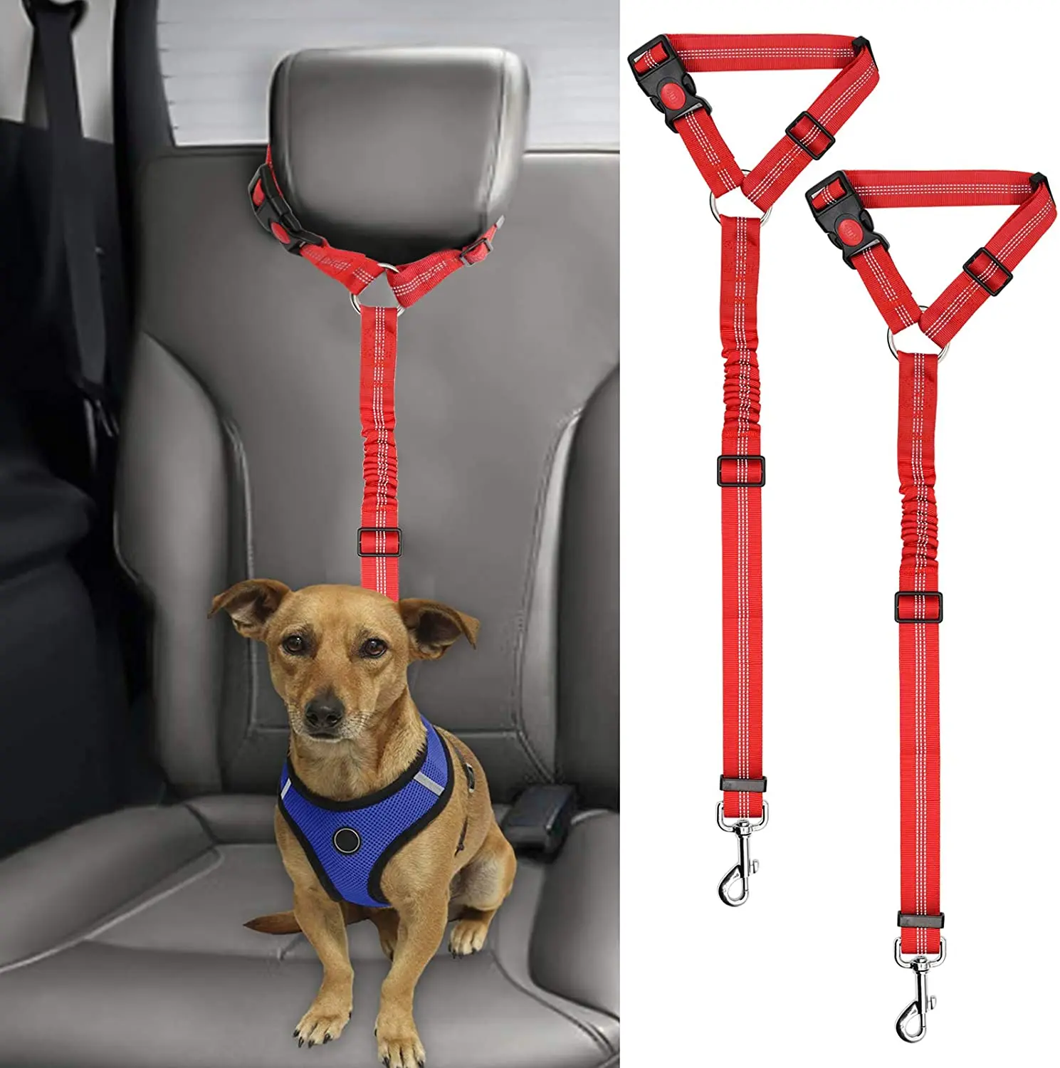 Cinturón de seguridad para perros y gatos, correa para reposacabezas de coche, reposacabezas ajustable, de nailon, ataduras para perros, arnés para cinturones de seguridad para vehículos, paquetes - AliExpress Automóviles