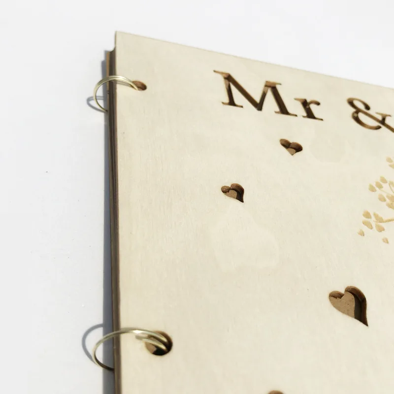 30 страниц деревянный гость знак книга для дня рождения приёма свадьбы Mr& Mrs индивидуальное домашнее украшение подписная книга