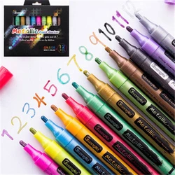 Haile rotuladores metálicos de colores para pintura, 12 piezas, marcador de arte, escuela, oficina, caligrafía, dibujo, suministros de papelería de 2 3mm