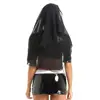 Women's Fancy Naughty Nun Cosplay Costume Halloween Roleplay Outfit Mock Neck Crop Top with Mini Bodycon Skirts and Headpiece ► Photo 3/6