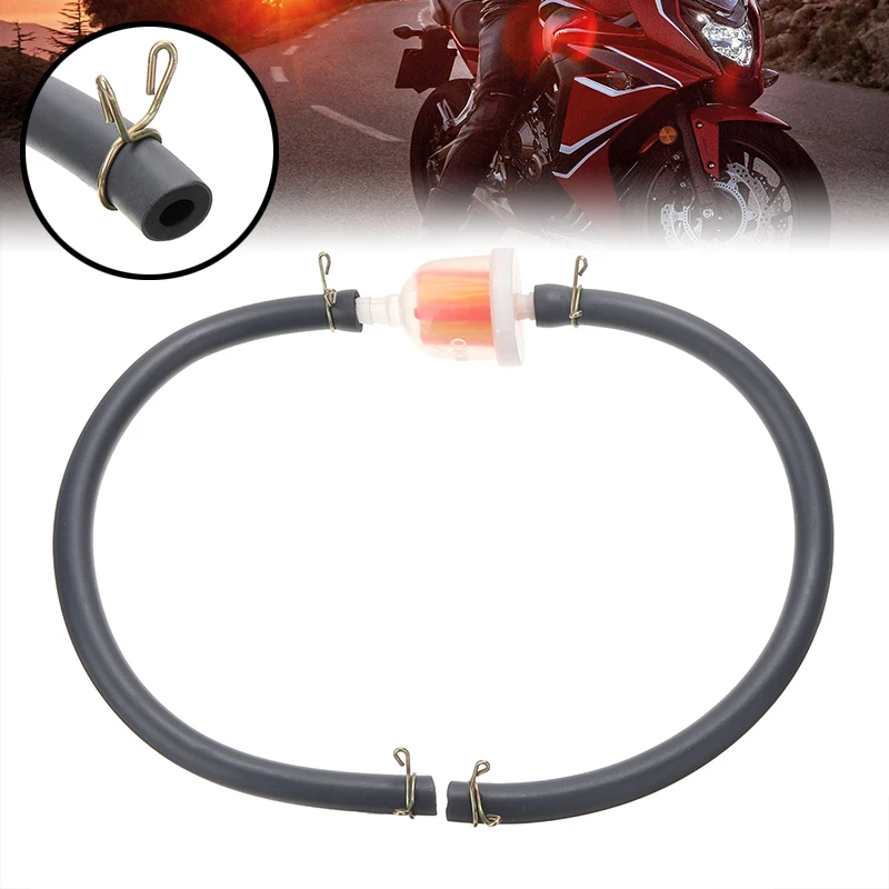 Fuel Petrol Inline Filter & Hose Pipe & Clip For Mini Moto Dirt Bike ATV 