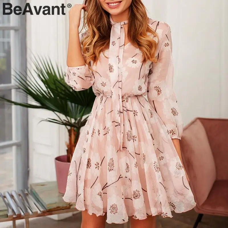 Женское винтажное платье с цветочным принтом BeAvant офисное высокой талией и