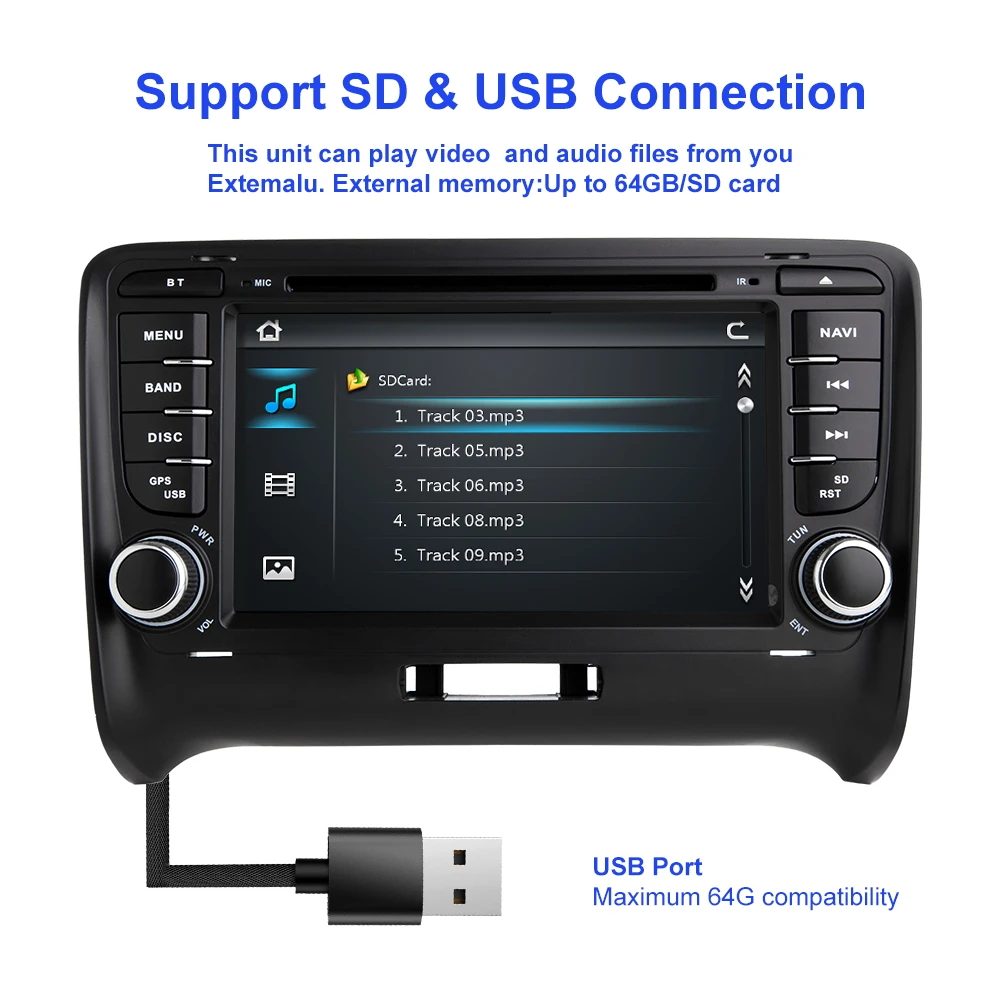  ZLTOOPAI Car Multimedia Player 2 Din Car DVD Player For AUDI TT MK2 Auto Radio GPS Stereo DVD Playe