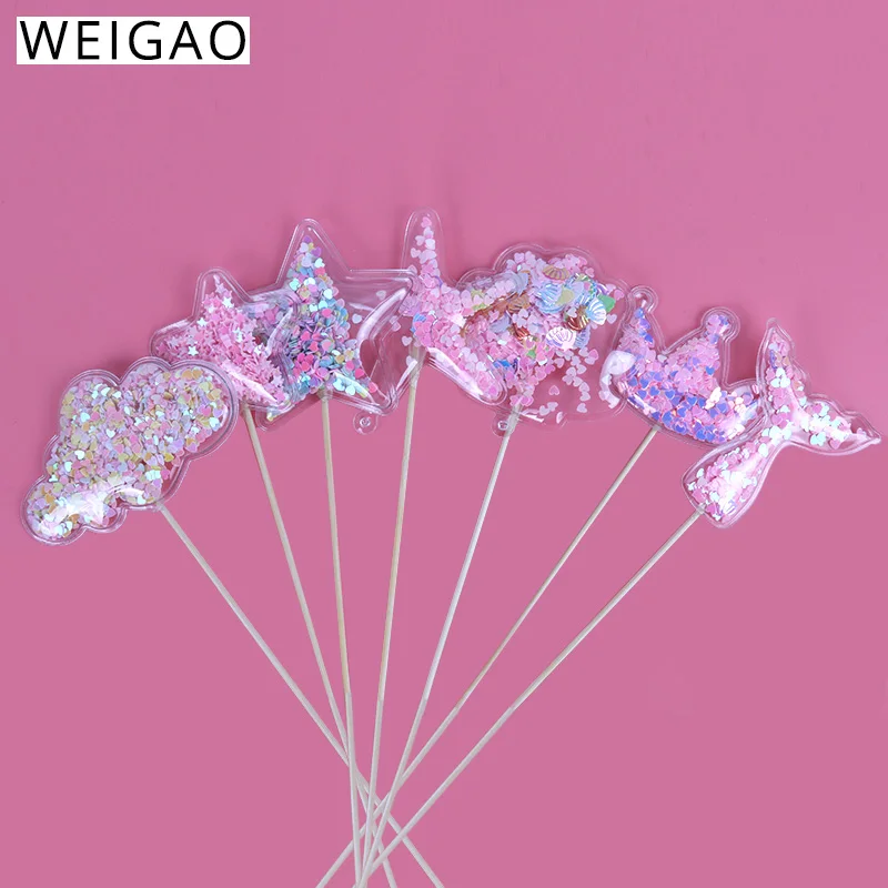 WEIGAO Bling Fairy ПВХ Топпер для торта Звезда облако Корона Радуга Единорог украшение день рождения единорог Радуга украшения торта поставки