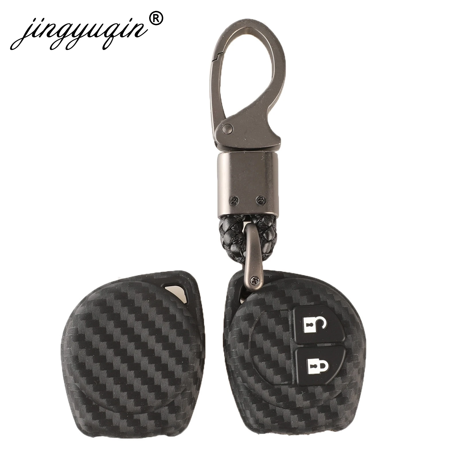 Jingyuqin-custodia-in-Silicone-a-2-pulsanti-con-telecomando-per-Suzuki-SX4-Swift-Vitara-fibra-Car.jpg Keyforkess custodia in Silicone a 2 pulsanti con telecomando per Suzuki SX4 Swift Vitara fibra Car Styling Fob proteggi la copertura - Jingyuqin custodia in Silicone a 2 pulsanti con telecomando per Suzuki SX4 Swift Vitara fibra Car