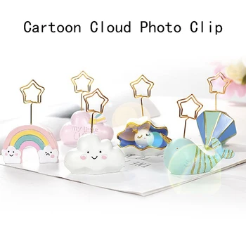 

Girly Heart Cute Desktop Business Card Holder Decor Resin Photo Clip Note Clip Creative Cartoon Cloud Message Business Card Clip