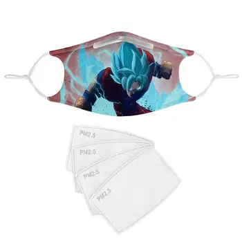 

4 pieces of filter dustproof dragon ball cartoon blue super saiyan men's masks washable reusable masks non-disposable masks