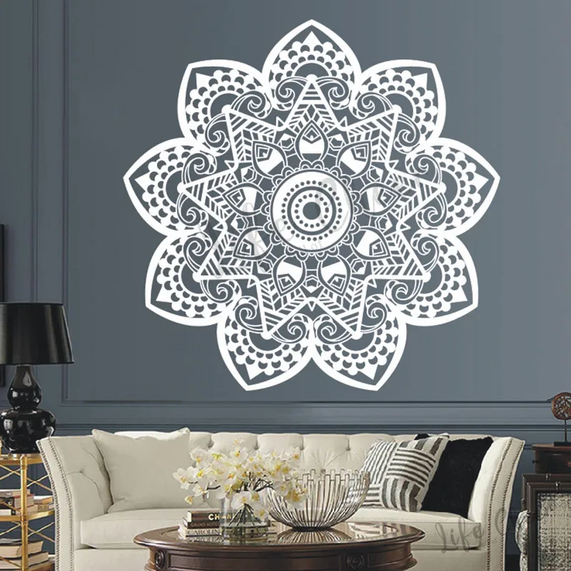 Unique Design Mandala Flower Vinyl Wall Arts Yaga Om Sign Sticker Bohemian Boho Pattern Decals Home Decoration | Дом и сад