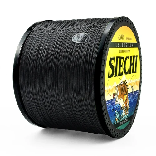 SIECHI плетеная леска 300 м 500 м 1000 м 4 нити 8 StrandsMultifilament рыболовная проволока для ловли карпа 20-88lb - Цвет: Black