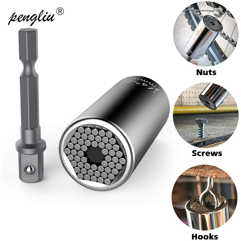 

Universal Hardware Torque Wrench Head Set Socket Sleeve In Wrench 7-19mm Spanner Key Magic Grip Portable Multi Hand Tools 2019