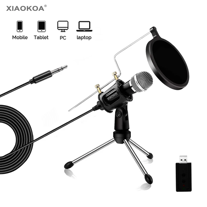 Конденсаторный микрофон XIAOKOA USB для записи подставка телефона Android