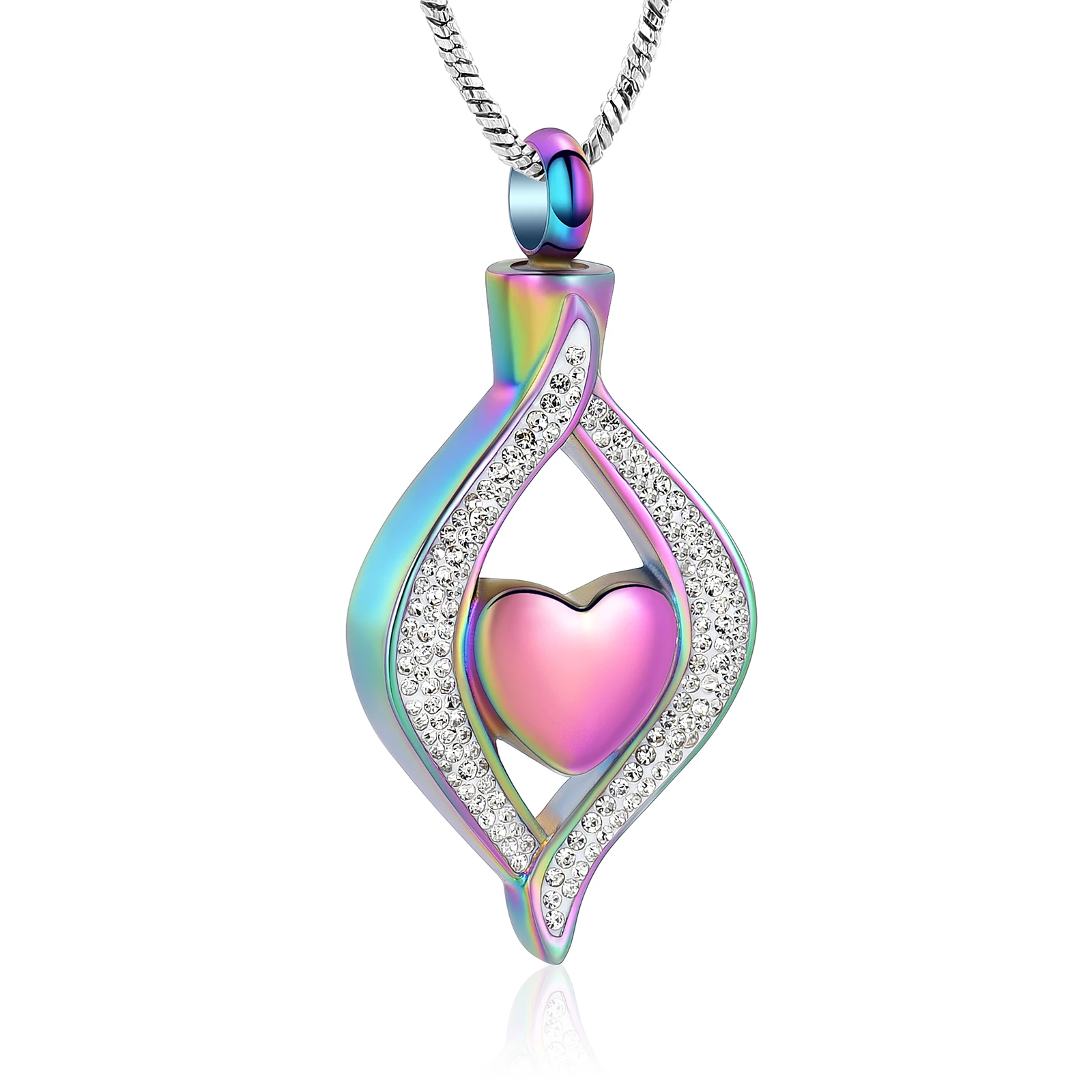MJD9240 The Heart of my Eye Memorial Ashes Keepsake Cremation Jewelry Urn Pendant Locket Crystal Neckalce with 20 Inch Chain | Украшения и