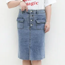 Женская джинсовая юбка с разрезом, большие размеры, XL, 2XL, 3XL, 4XL